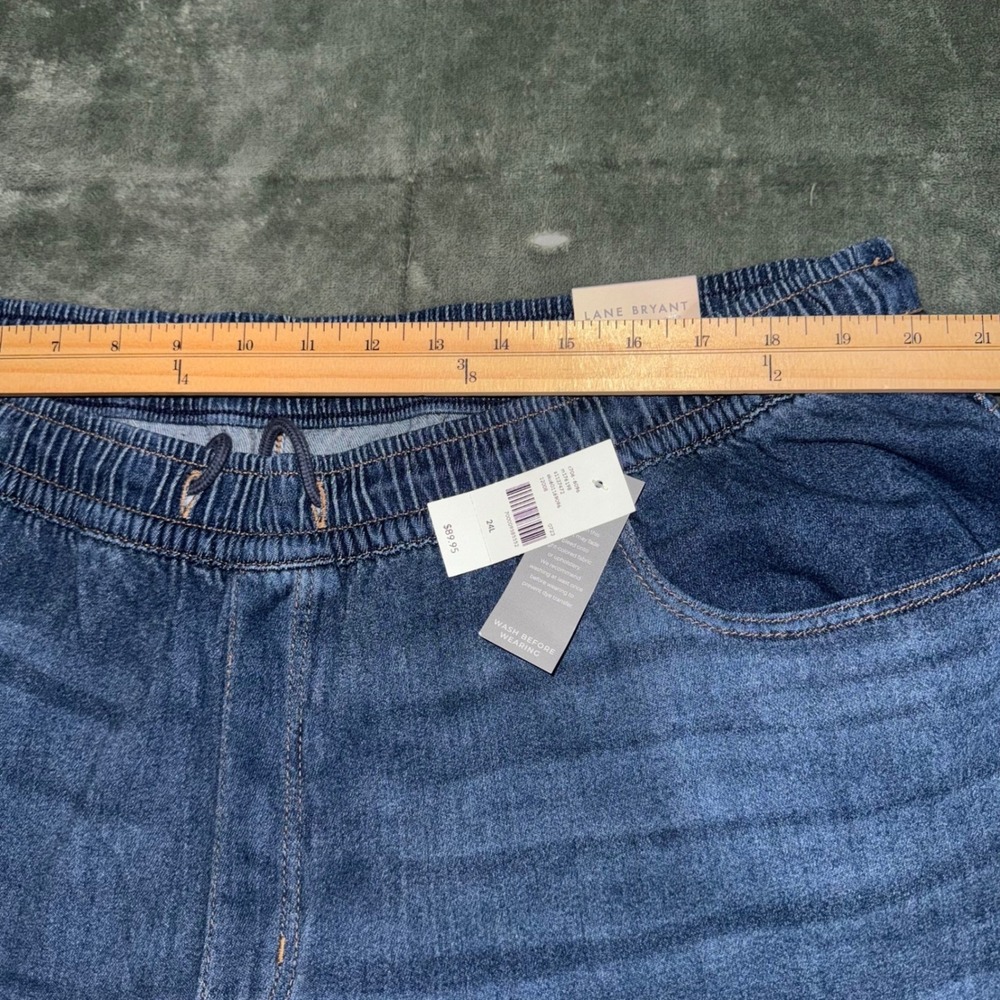 Lane Bryant Wide Leg Jeans Womens 24L Mid Rise Pull On Elastic Waist Dark Wash - Picture 8 of 11